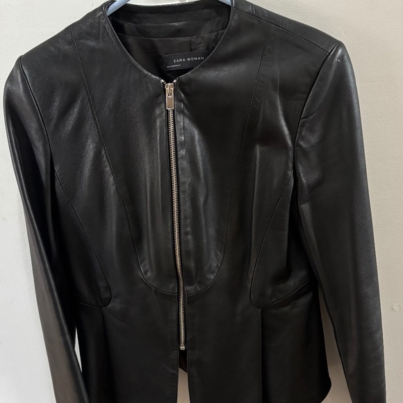 Black leather jacket size M, Zara - Picture 1 of 6
